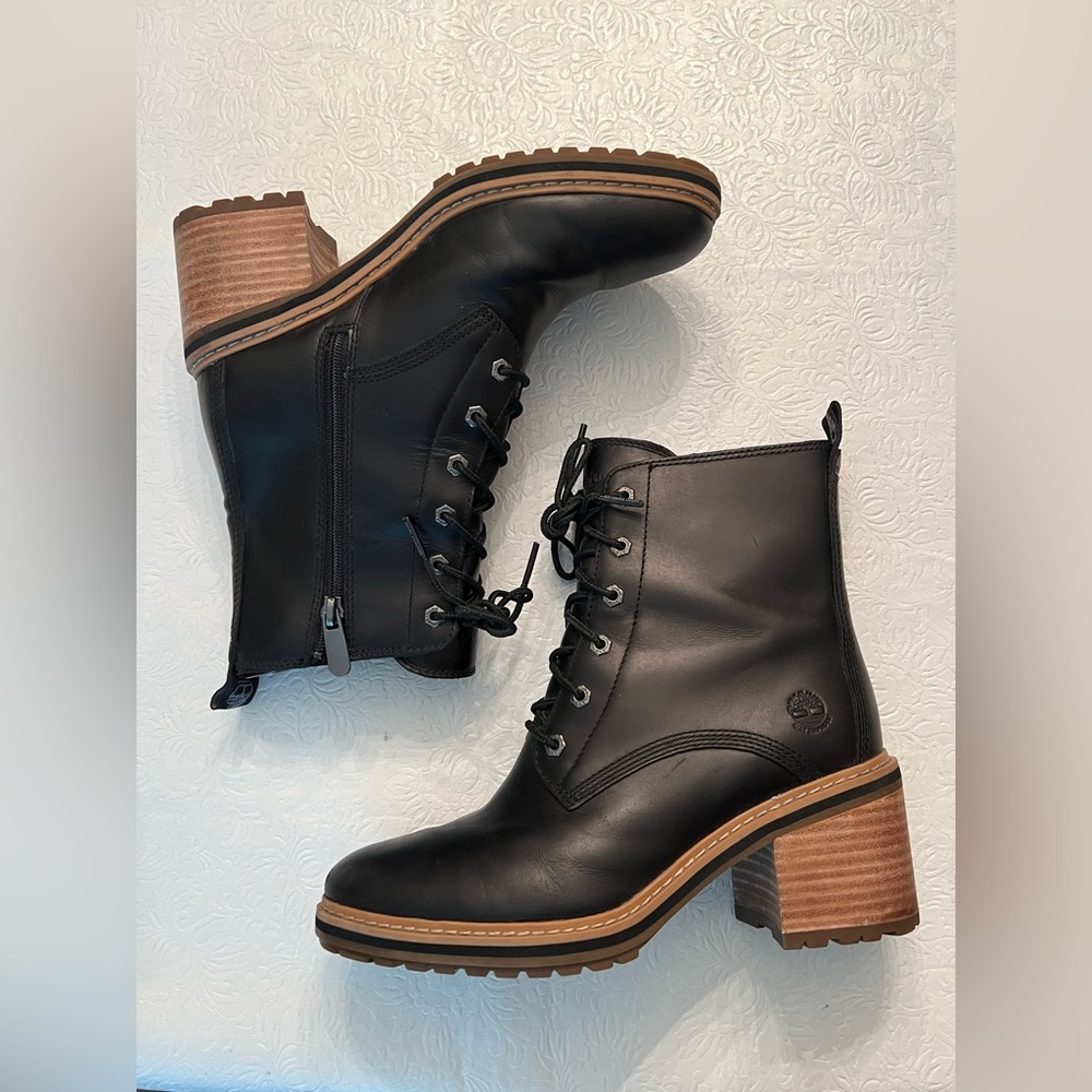 Timberland Sienna High Waterproof Side Zip Black Full Grain Leather Boots